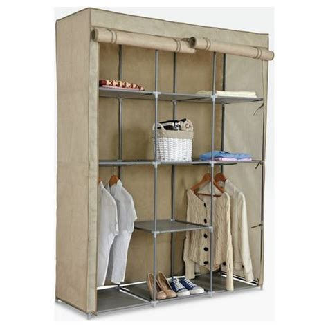 argos home dbl modular metal framed fabric wardrobe jute|Clothes Rails & Canvas Wardrobes .